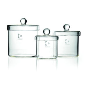 DWK Duran Cylinder 150 x 150 mm – Glass Cylinder with Knob Lid for Laboratory Use