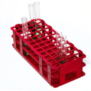 Bel-Art Test Tube Rack 60 Places, D: 16 mm, 5 x 12, Red, Autoclavable