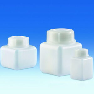 VITLAB Wide Mouth Bottles 500 ml PE-HD 90 x 90 mm Square GL 65 with PP Screw Cap Pack of 12