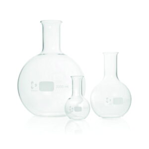 DWK Duran Flat Bottom Flask, Narrow Neck Cap, 50 mL