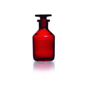 DWK Duran Narrow Neck Reagent Bottle, Soda Glass Amber, with NS Glass Stopper, 1000ml