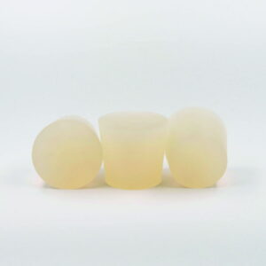 Deutsch & Neumann Silicone Rubber Stoppers, 17 x 22 x 25 mm with 2 Holes à 4 mm acc. to DIN 12871 (VMQ) Transparent