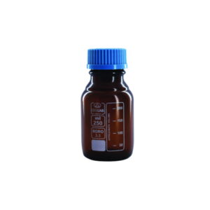 Bottle 250 ml amber, boro, with screw cap, coated
