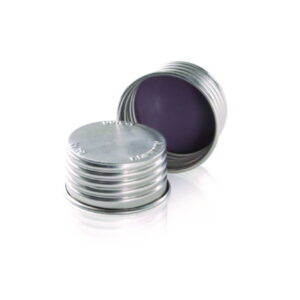 DWK Duran Aluminium Screw Closure GL 45, Silver with High-Temperature Cap Liner (PTFE-Coated Red FKM), Pack of 10
