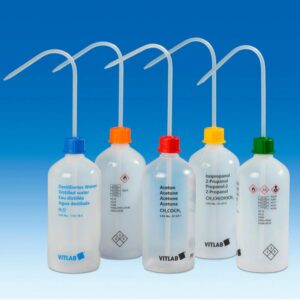 VITLAB Safety Washing Bottle 500 ml, PP, GL 25, Methyl Ethyl Ketone, VENT CAP