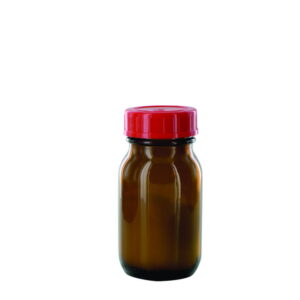 Behr Labor Wide Neck Bottle RB 100 GT, 100ml Amber Glass, with Closure and PTFE-Insert, Thread Dia. 40mm