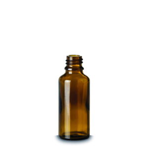 RIXIUS Amber Glass Narrow‑Neck Bottle 30 mL, DIN 18, Without Cap 9072160 (Pack of 112)