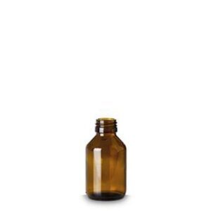 RIXIUS Packing Bottles 100ml Light Brown Glass PP DIN 28 (Pack of 56)