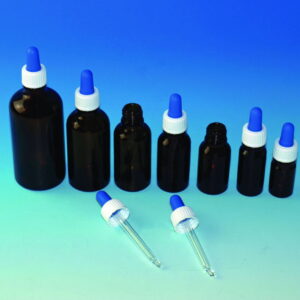 Glaswarenfabrik Karl Hecht Pipetting Device with Screw Cap, Blue Suction Bulb, and Glass Pipette for 30 ml Bottles