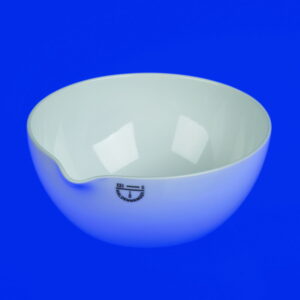 Haldenwanger Evaporating Basin 84 mm Ø Porcelain, French Form, with Spout and Flat Base, Numbered 1-30, Pack of 30