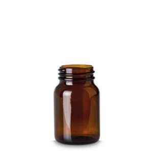 RIXIUS Wide‑Neck Amber Glass Bottle 250 mL, DIN 55, Without Cap 9072166 (Pack of 30)