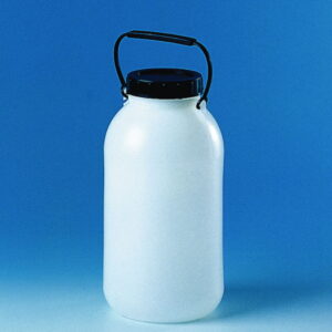 BRAND Storage Bottle 5 L PE-HD Wide Neck with Screw Cap and Carrying Handle, without Stopcock, Ø 165 mm, H 320 mm, Inner Neck Ø 85 mm