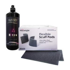 Glissen Promo ( Glissen Nitro Scuff Liquid 1Kg + 80600 Sunmight Soft Non-Woven St 114 X 228Mm - Ultra Fine (Gray) 25Pcs)