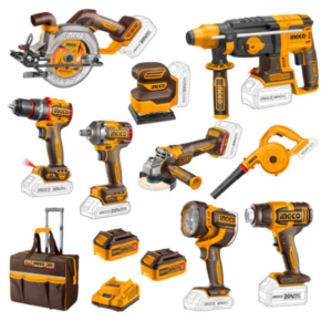 Ingco 9 Piece Cordless Industrial Combo Kit