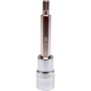 Spline Bit Socket - Chrome Vanadium - 1/2" Connector - Long - M8 x 100mm - YT-04352