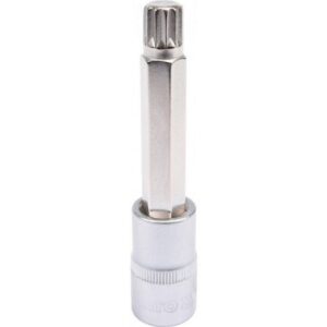 Spline Bit Socket - Chrome Vanadium - 1/2" Connector - Long - M12 x 100mm - YT-04354