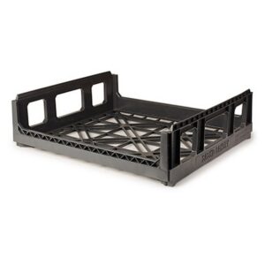 Stack Nest Crate - Vented Base and Sides - Plastic Box - Short Height - 59.5 x 52.5 x 17 cm - Recycled Material - Black - PI-100S-black