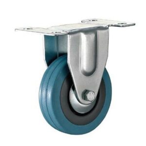 Castor Wheels - Blue Rubber - Fixed Wheel - 125mm - TOOC452