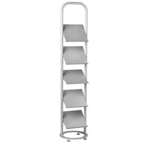 Steel Magazine Holder - Floor Standing - 5 Tilting Shelves - 41 x 41 x 194 cm - Silver - 248SI