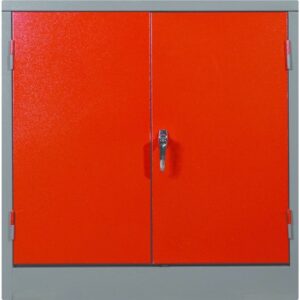 Steel Stationery Cupboard - Metal Storage Cabinet - 2 Shelves - Grey and Red - 90 x 90 x 45 cm - SC004-1-greyred