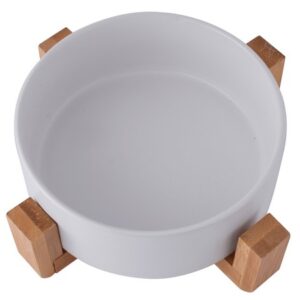 1 Piece Ceramic Bowl & Bamboo Stand