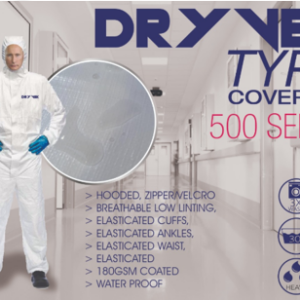 180Gsm Polyethylene 500 Series Dryvek Sterilized Coverall (Water Proof) – Min 500 Units
