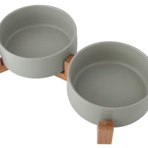 2 Piece Ceramic Bowl & Bamboo Stand