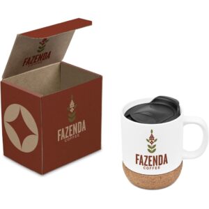 340ml Ceramic & Cork Coffee Sublimation Mug in Custom Branded Gift Box – Winter Corporate Gift