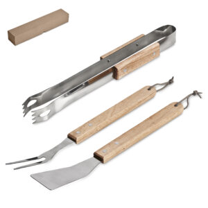 Bamboo 3-Piece Braai Set – Eco Friendly Tongs, Spatula & Fork