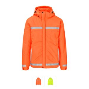 Defender Hi-Viz Jacket With Reflective Tape, Storm Flap & Detachable Hood