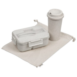 Eco Friendly Lunch Gift Set – Lunch Box & Tumbler in Cotton Drawstring Bag