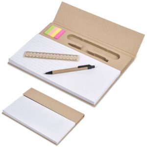 Eco Friendly Paper Desk Pad Stationary Set With Ruler, Pen, Sticky Flags & Notepad