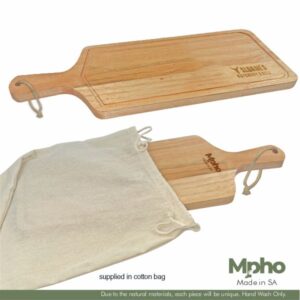 Eco Friendly Rectangle Wooden Paddle Serving Board In Cotton Bag – Min 20 Units