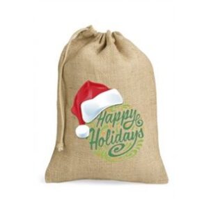North Pole Jute Drawstring Bag