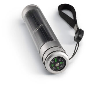 Solar powered torch with compass