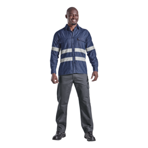 Inferno Safety Shirt Long Sleeve – Navy Denim with Reflective tape
