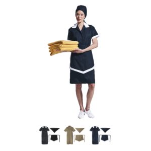 Ladies Poly Cotton 3 Piece House Coat Set – Dress, Apron & Head Scarf