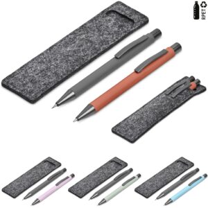 Lindsey Vouge Metal Ball Pen & Pencil Set In Rpet Pen Pouch