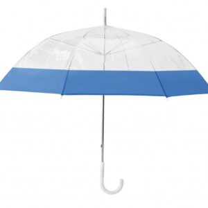 Manual 8-pannel umbrella in transparent PVC with colour band, pe
