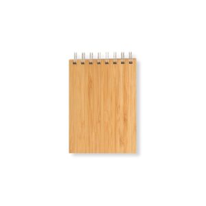 80 white paper pages small notebook with metal wire and bamboo c