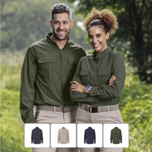 Mens Amatola Long Sleeve Outdoor Bush Shirt – Vented Back With Pleated Pockets