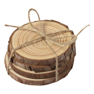 Natural Pine Wood 4 pc Coaster Set – Eco Friendly