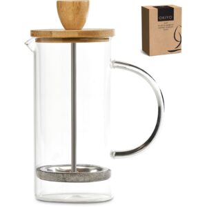Okiyo Osu Glass, Bamboo & Steel Coffee Plunger – 350ml