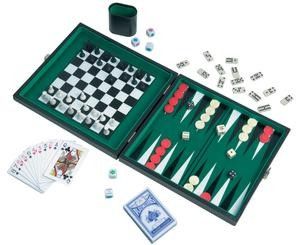 6-IN-1 PARLOR GAME IN BLACK PU CASE