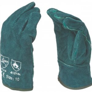 Leather Glove Welding Green Cuff 8 inch