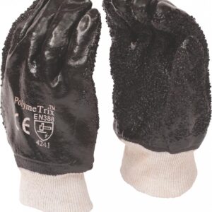 Glove Pvc Chip Palm Knit Wrist Black