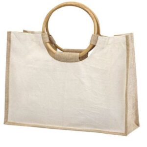 Jute Shopping Bag With Bamboo Handles