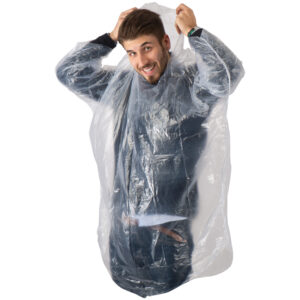 Transparent disposable emergency rain poncho – pocket size