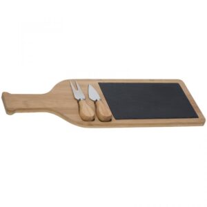 Bamboo and slate cheese set