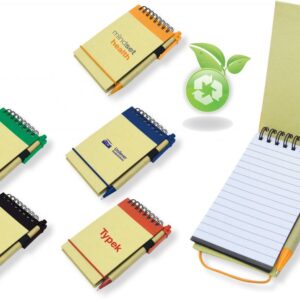 Eco notebook royal blue includes pen – Min Order 100